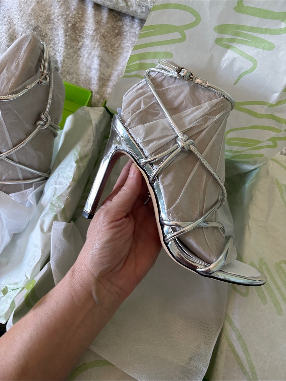 2/$100 SAM EDELMAN NIB Silver Isadora Ankle Strap Sandal, Metallic Heels - Picture 15 of 17